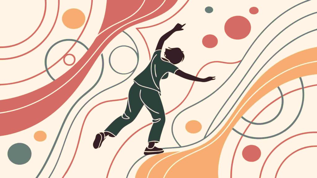 Abstract Figure in Motion with Artistic Swirls, vector design Generative AI