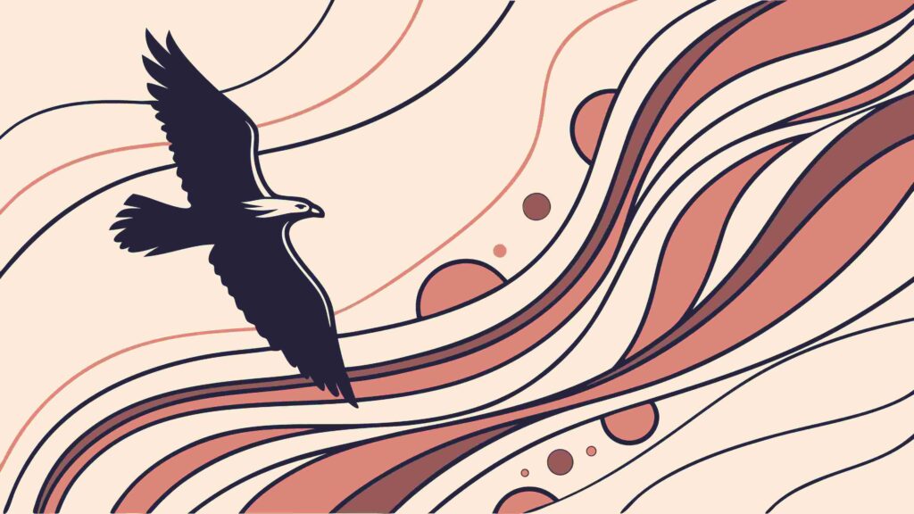 Dynamic Eagle Flight with Abstract Wavy Trails, vector design Generative AI