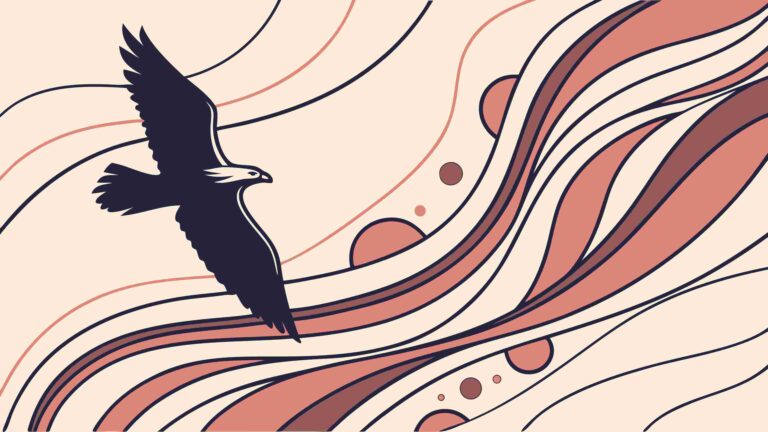 Dynamic Eagle Flight with Abstract Wavy Trails, vector design Generative AI