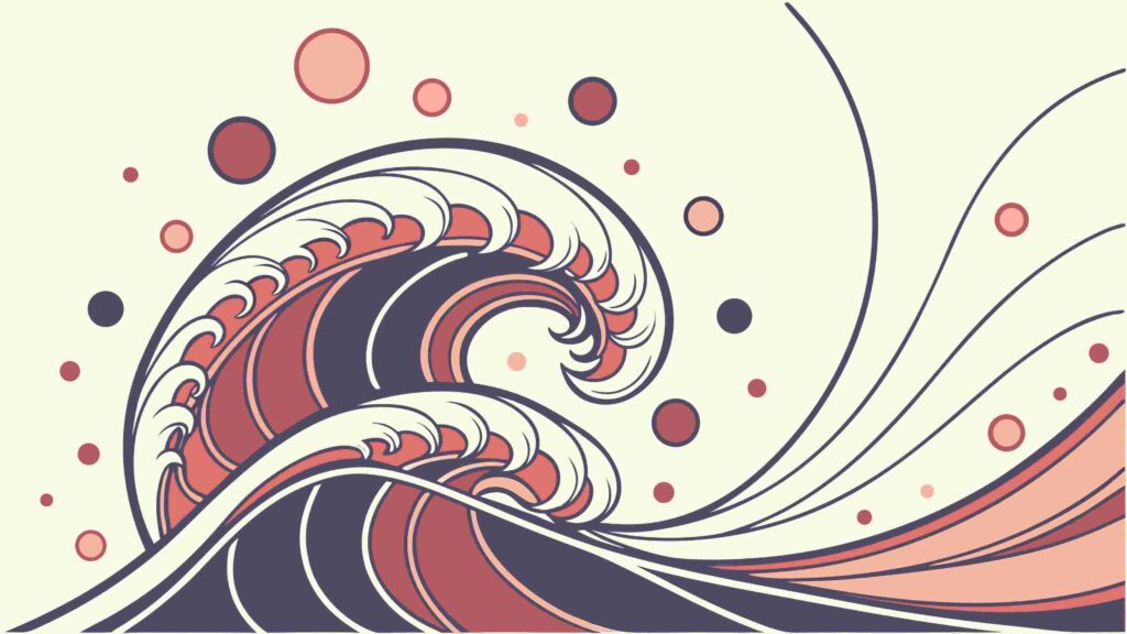 Powerful Ocean Wave with Abstract Swirl Patterns, vector design Generative AI