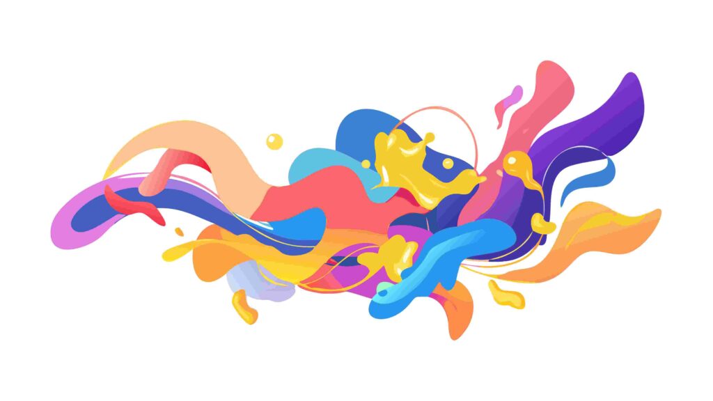 Energetic Abstract Liquid Forms in Vibrant Colors, vector design Generative AI