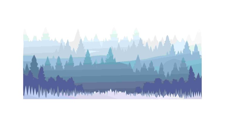 Dense Forest Silhouette in Blue and Purple Hues, vector design Generative AI
