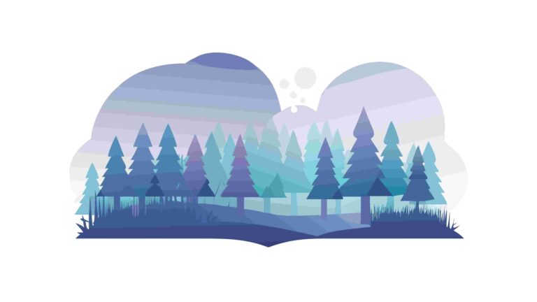 Abstract Forest Silhouette with Atmospheric Fog Effect, vector design Generative AI
