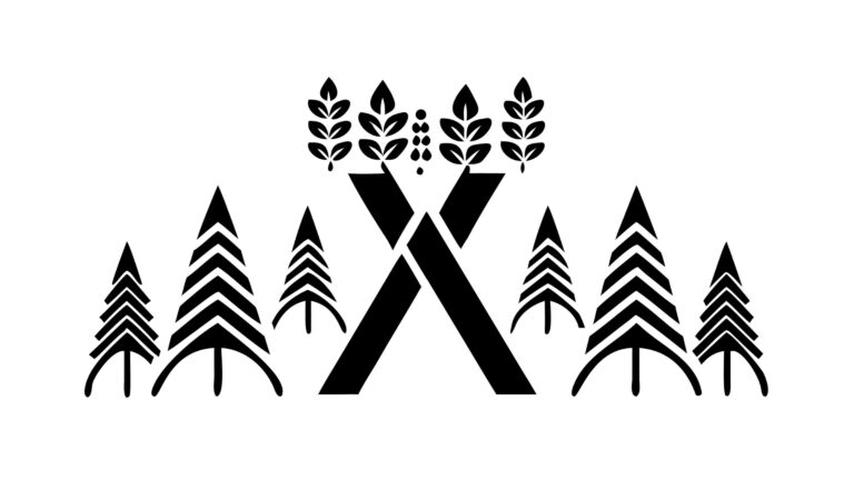 Forest and Axe Icon for Outdoor or Lumberjack Themes, vector design Generative AI