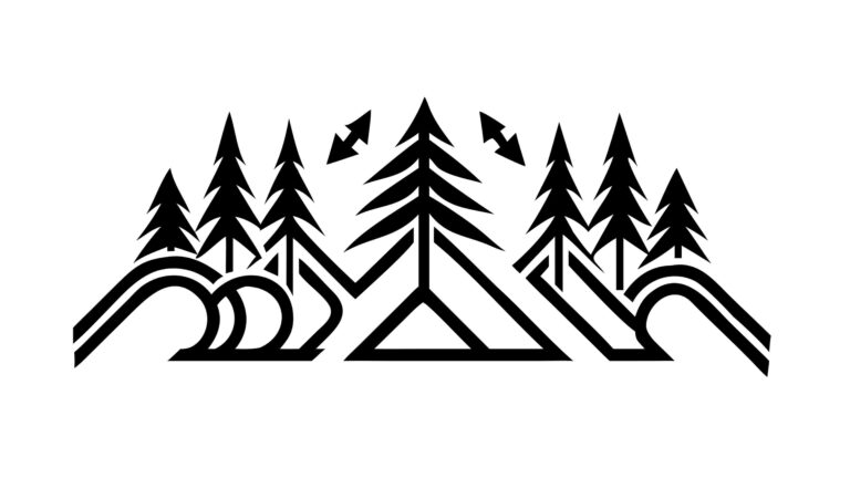 Abstract Geometric Mountain and Pine Tree Landscape, vector design Generative AI