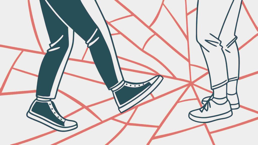 Breaking Through Concept with Legs Stepping on Cracked Surface, vector design Generative AI