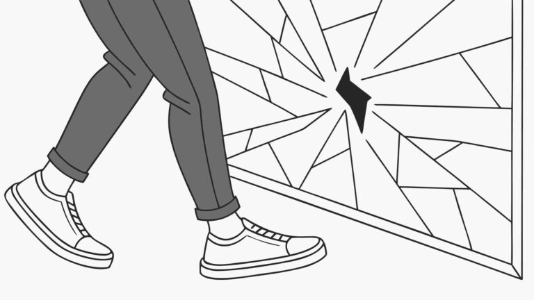 Breaking Through a Barrier, Legs Stepping on Glass, vector design Generative AI