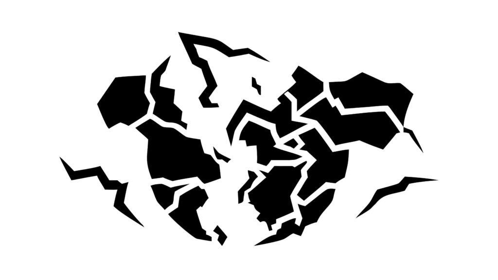 Abstract Map of Fractured Continents or Landmasses, vector design Generative AI