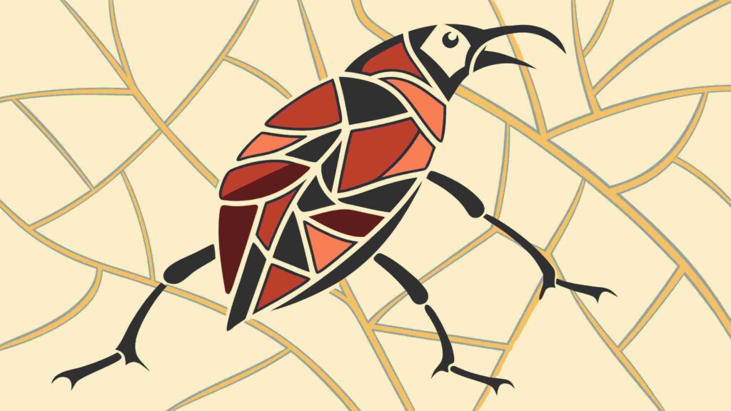 Stylized Beetle Bug with Geometric Patterned Shell, vector design Generative AI