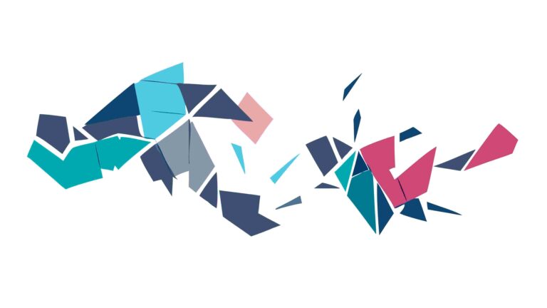 Abstract Geometric Fragmented Shapes in Vibrant Colors, vector design Generative AI