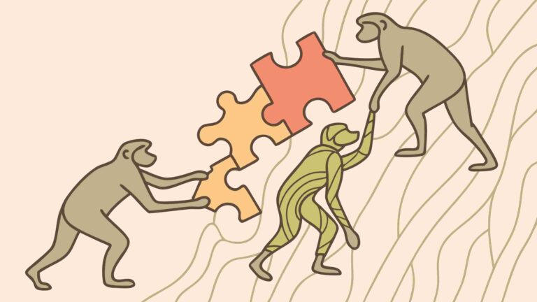 Team Working Together to Lift a Puzzle Piece, vector design Generative AI