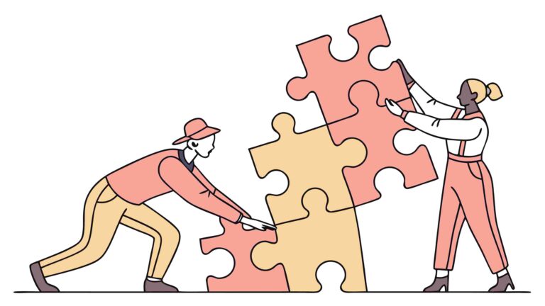 Team Building with Collaborative Puzzle Solving, vector design Generative AI