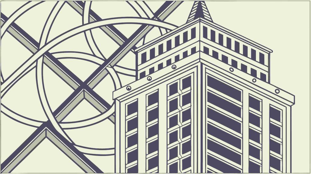 Elegant Art Deco Skyscraper Architectural Design, vector design Generative AI