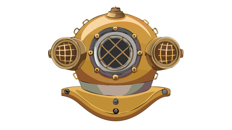 Vintage Deep-Sea Diving Helmet Exploration Gear, vector design Generative AI