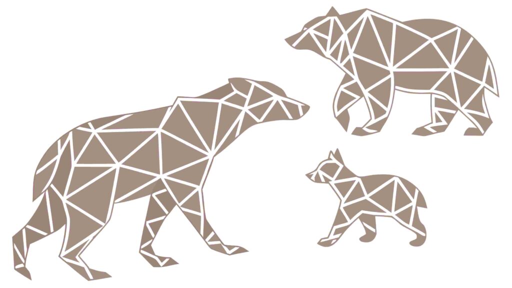 Geometric Brown Bear and Cub Stylized Art Piece, vector design Generative AI