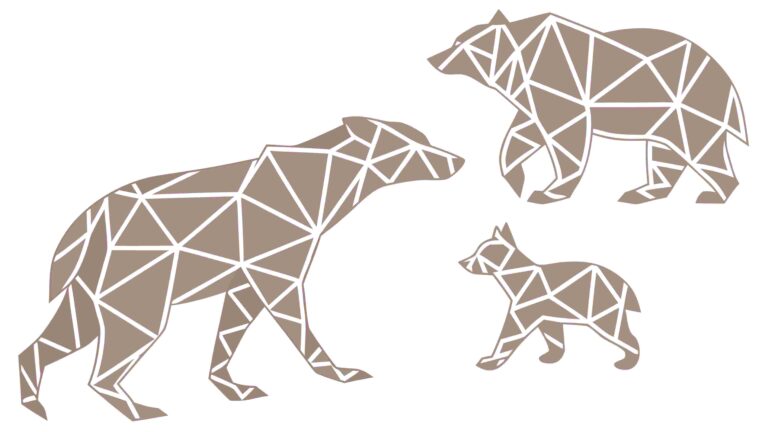 Geometric Brown Bear and Cub Stylized Art Piece, vector design Generative AI