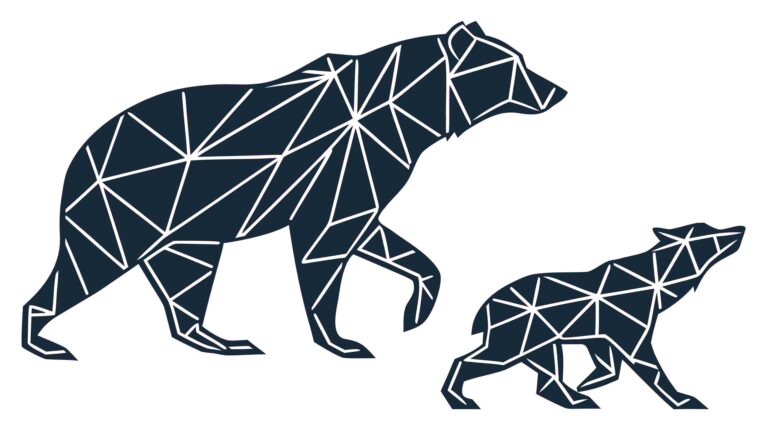 Dark Geometric Bear and Cub Stylized Art, vector design Generative AI