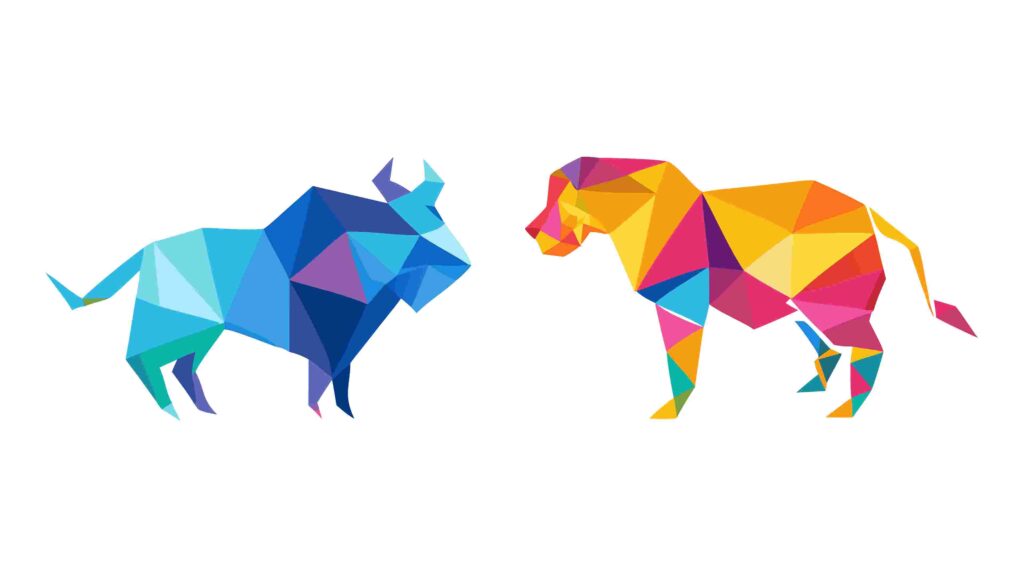 Dynamic Geometric Bull and Lion Animal Art Figures, vector design Generative AI