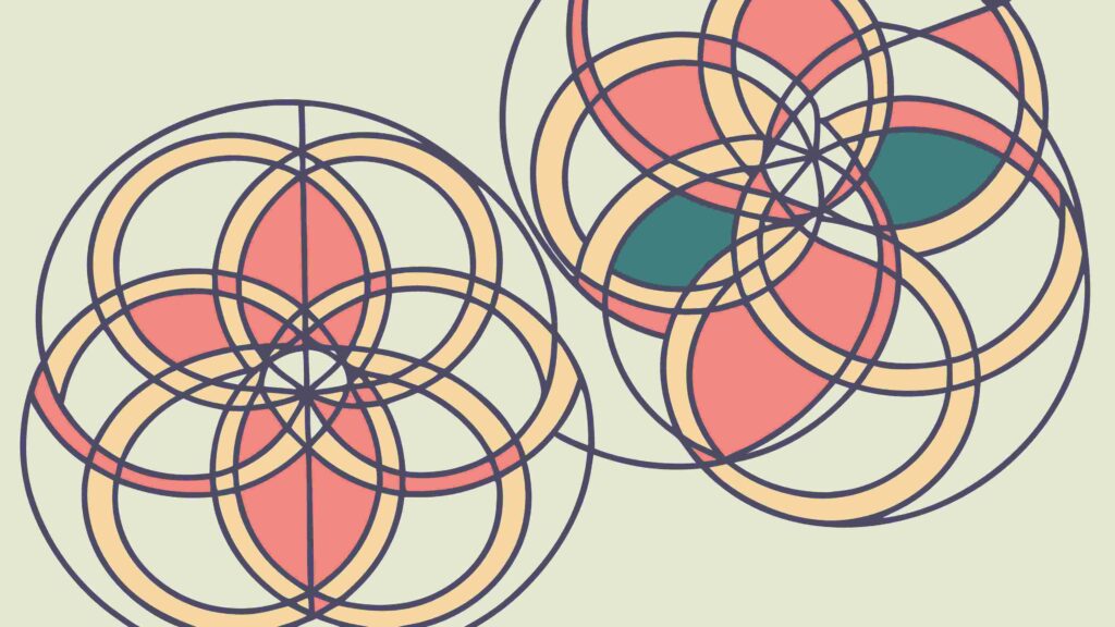 Overlapping Circular Geometric Patterns Abstract Art, vector design Generative AI