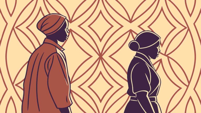 Retro Profile Silhouettes of Man and Woman Figures, vector design Generative AI