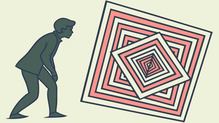 Person Observing Abstract Square Pattern Art, vector design Generative AI