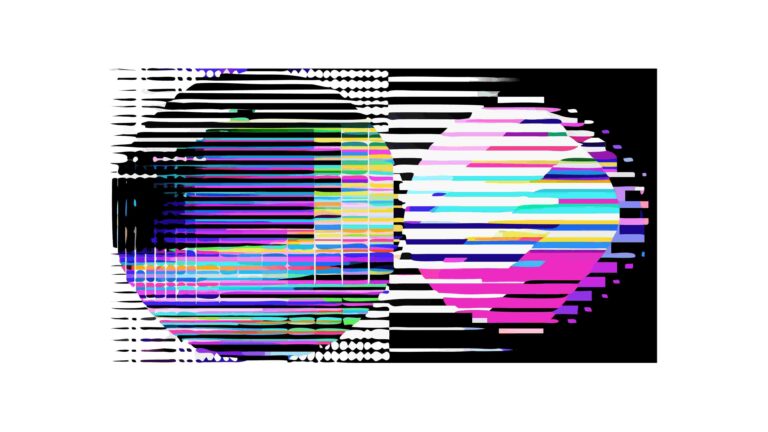 Circular Glitch Effect Abstract Digital Art, vector design Generative AI