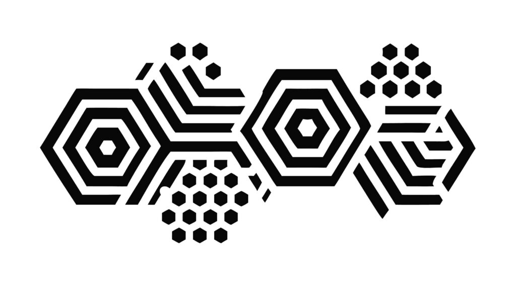 Black and White Hexagonal Geometric Pattern Design, vector design Generative AI