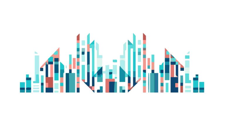 Abstract Minimalist City Skyline Design Element, vector design Generative AI