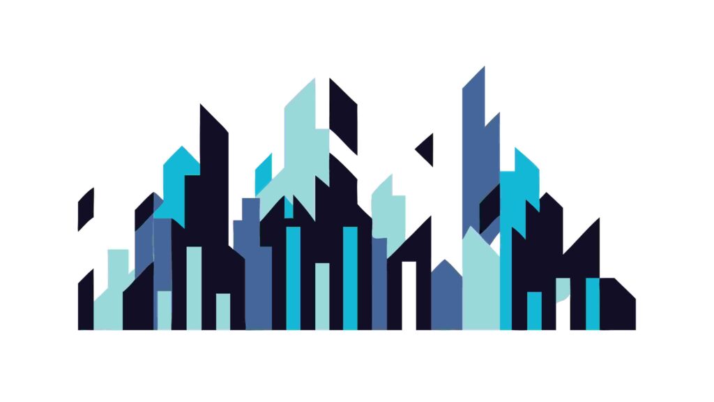 Abstract City Skyline with Sharp Geometric Edges, vector design Generative AI