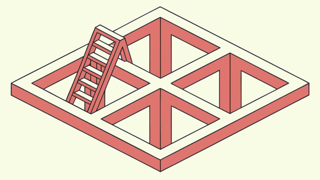 Isometric Abstract 3D Structure with Steps and Ladder, vector design Generative AI