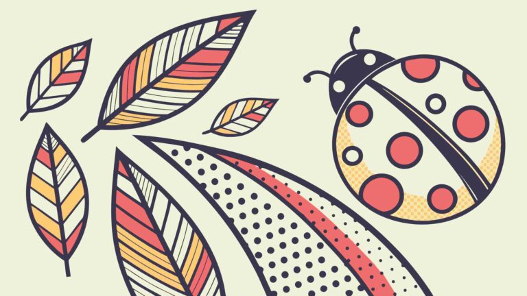 Stylized Ladybug and Leaves Nature Graphic Vector Art, vector design Generative AI