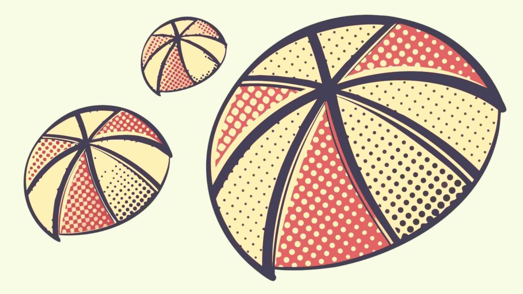 Retro Pop Art Spheres with Halftone Pattern Vector, vector design Generative AI