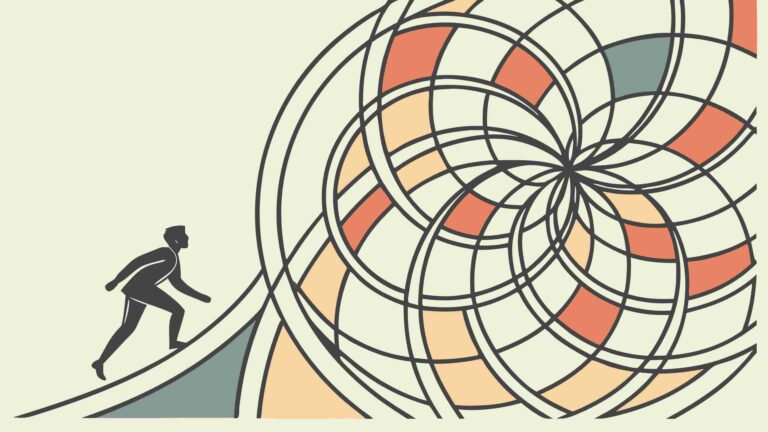 Person Climbing Abstract Swirling Path Vector Illustration, vector design Generative AI