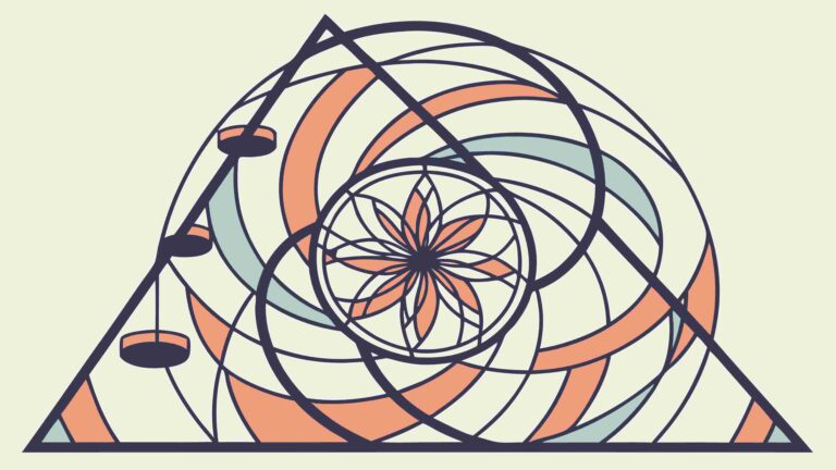 Abstract Balance Scale in Swirling Geometric Spiral, vector design Generative AI