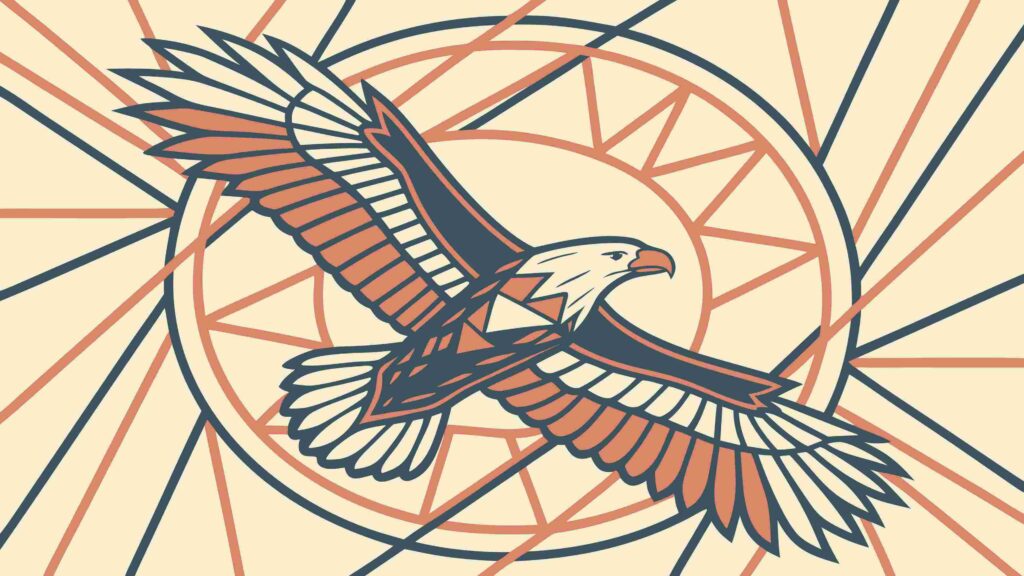 Geometric Eagle Silhouette Over Abstract Landscape Vector, vector design Generative AI