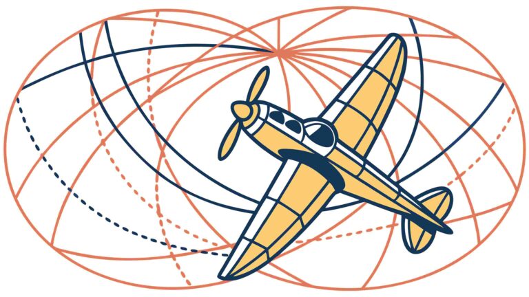 Vintage Biplane in Abstract Globe Sphere Vector Art, vector design Generative AI