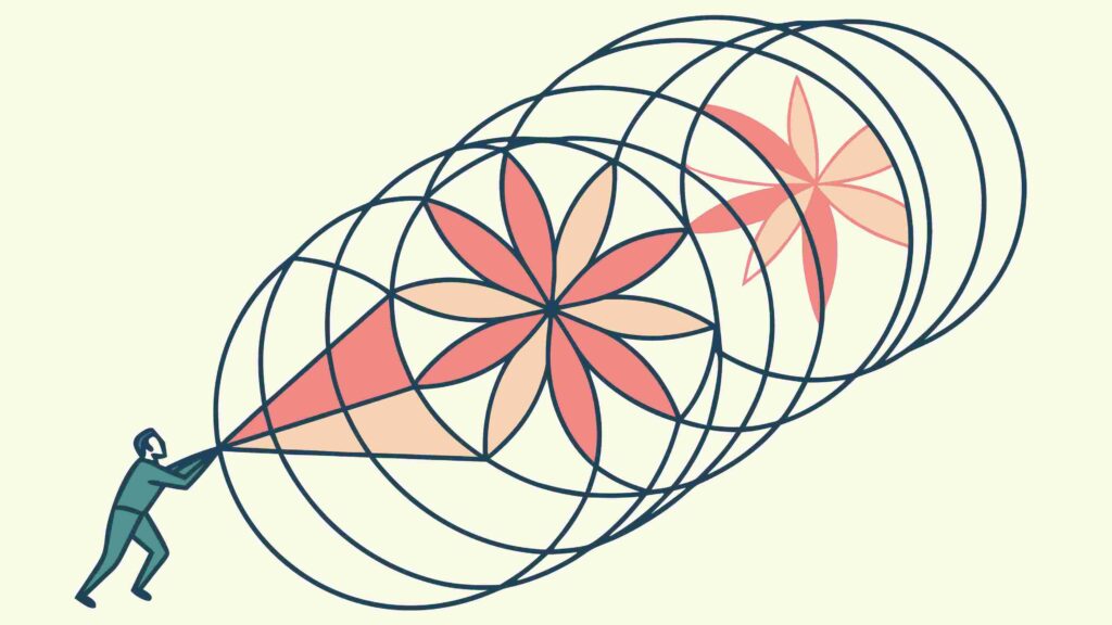 Person Pulling Abstract Swirling Geometric Pattern Vector, vector design Generative AI