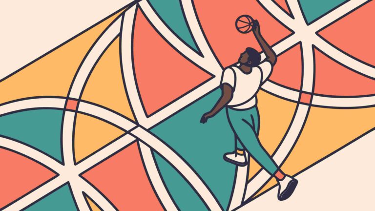Basketball Player on Abstract Geometric Court Vector Art, vector design Generative AI
