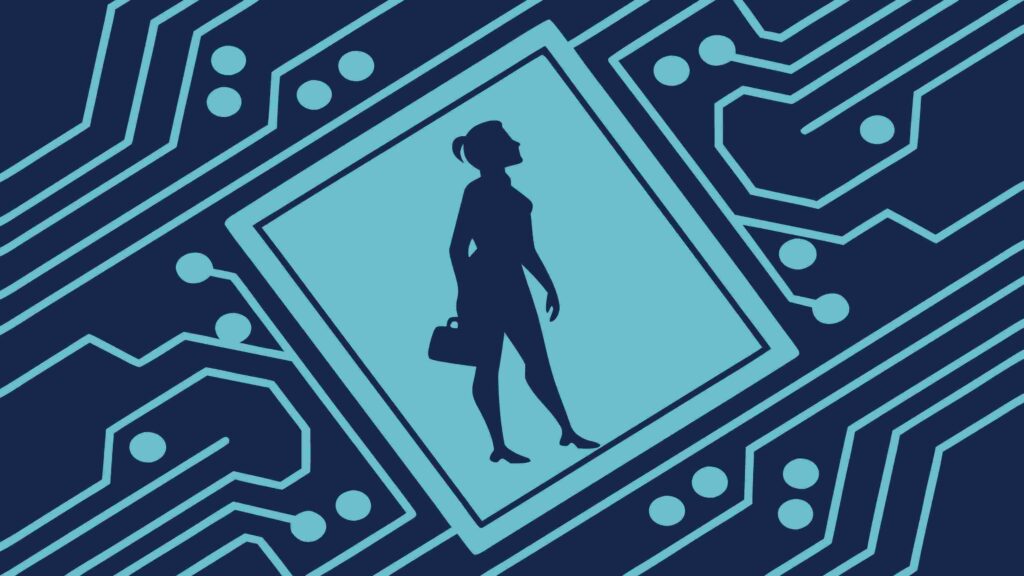 Business Person on Circuit Board Abstract Technology Vector, vector design Generative AI