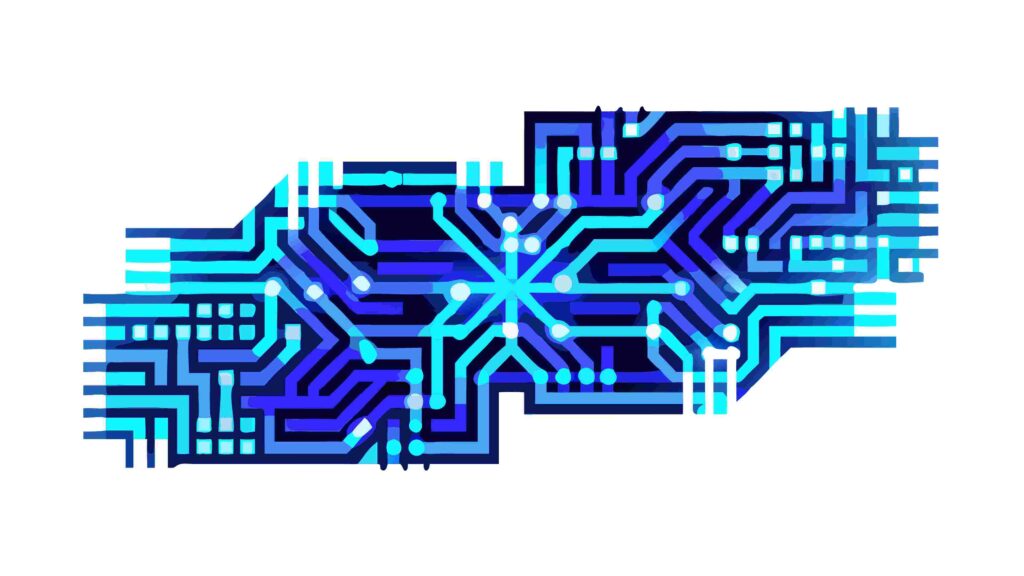 Abstract Futuristic Glowing Circuit Board Vector Art, vector design Generative AI