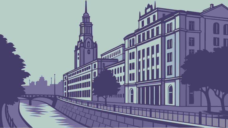 Historic European City Canal & Buildings Urban Scene, vector design Generative AI
