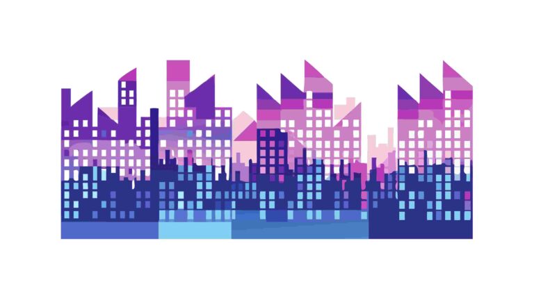 Abstract City Skyline with Geometric Buildings Blue Tones, vector design Generative AI