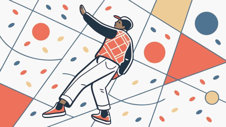 Dynamic Youth Figure on Abstract Geometric Background, vector design Generative AI