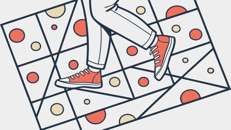 Game Character Navigating Abstract Geometric Path, vector design Generative AI