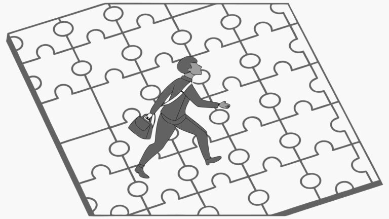 Business Man Completing Puzzle Piece Problem Solving, vector design Generative AI