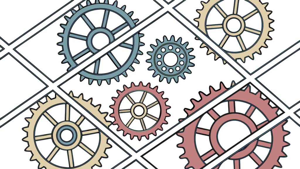 Interlocking Gears & Cogs Seamless Industrial Pattern, vector design Generative AI