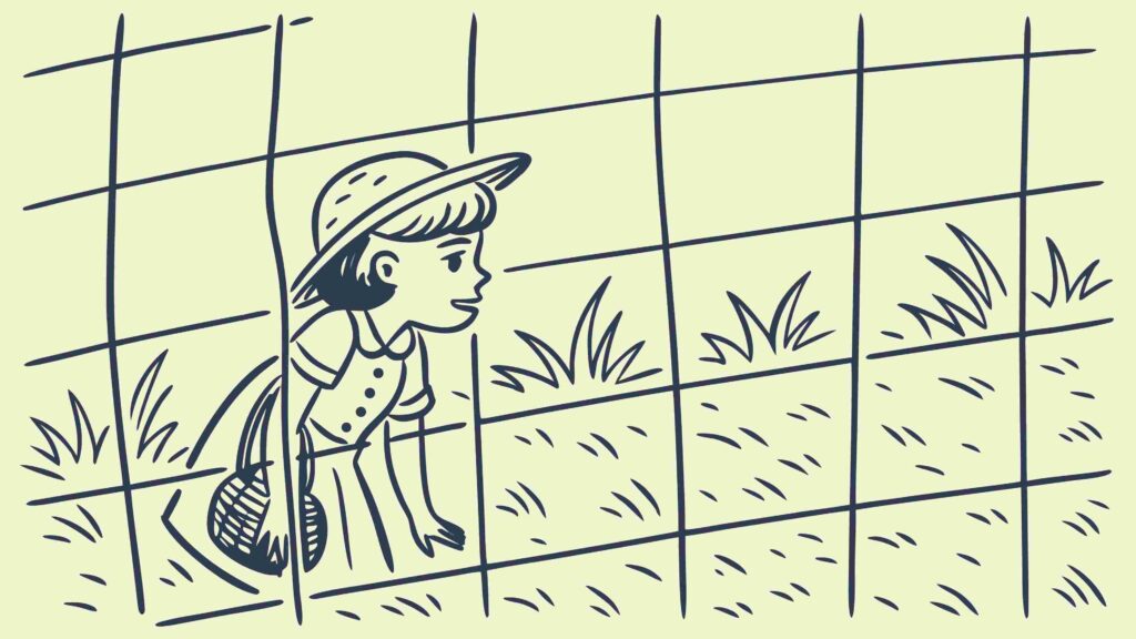 Child Digging in Garden Hand-Drawn Cartoon Scene, vector design Generative AI