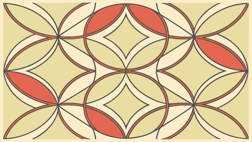 Retro Geometric Overlapping Circles Abstract Pattern, vector design Generative AI