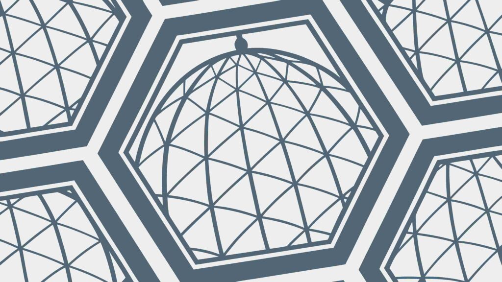 Modern Geometric Hexagon Dome Building Architectural, vector design Generative AI