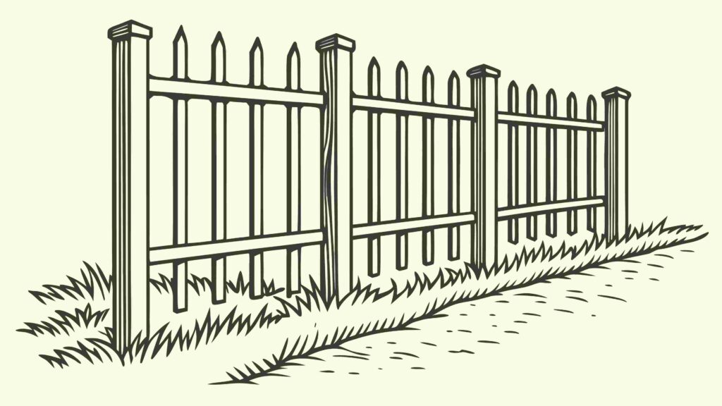 Simple Wooden Picket Fence Outline Design Element, vector design Generative AI